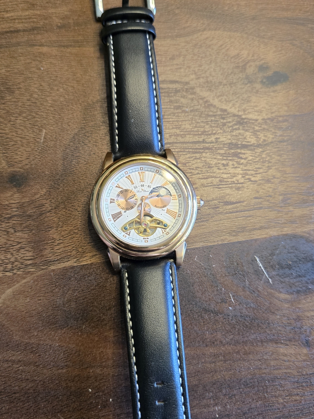 Automatic Lucian Piccard Open Heart Moon Phase With Exhibition Back In Rose Gold - Picture 10 of 10